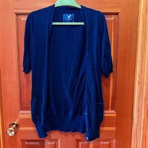 American Eagle Navy 3/4 Sleeve Cardigan